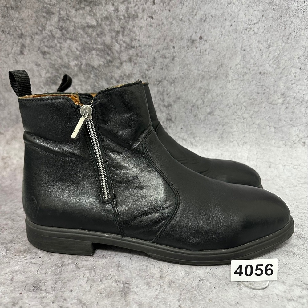 Xena Omega Work Boots Womens 10 Black Steel Toe Side Zip Leather ASTM Safety EH